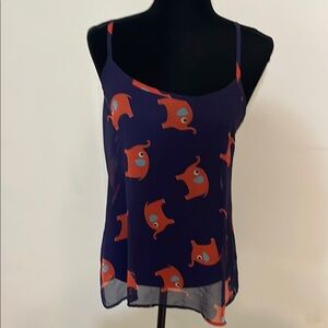 Women's Purple and Orange Sheer Elephant Tank Top with open back